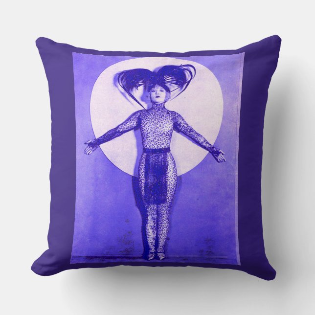 1922 oddball movie star get-up - blue throw pillow (Front)