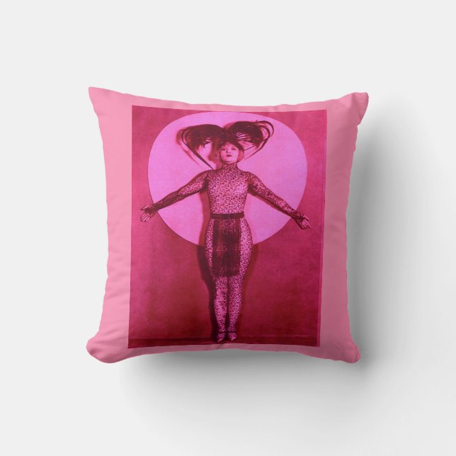 1922 oddball movie star get-up - pink throw pillow (Front)