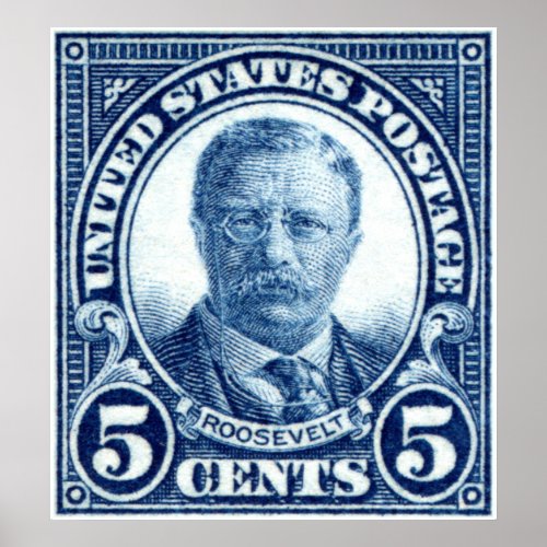 1922 Teddy Roosevelt Stamp Poster