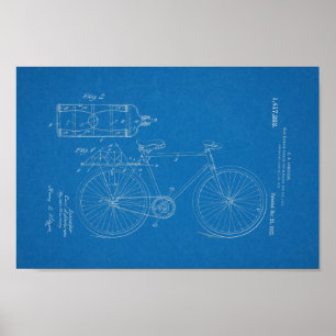 1922 Vintage Bicycle Patent Blueprint Art Print