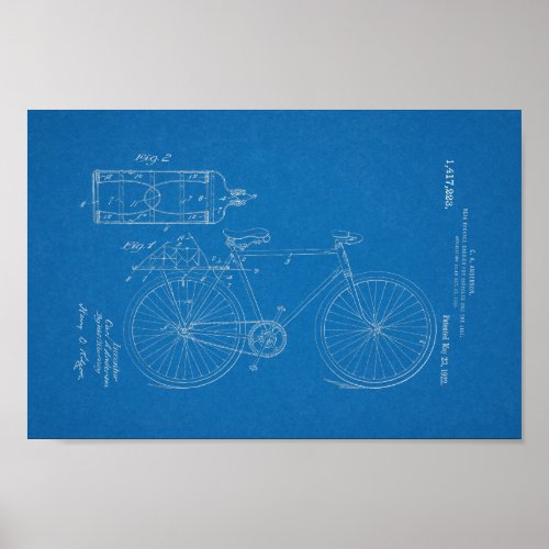 1922 Vintage Bicycle Patent Blueprint Art Print