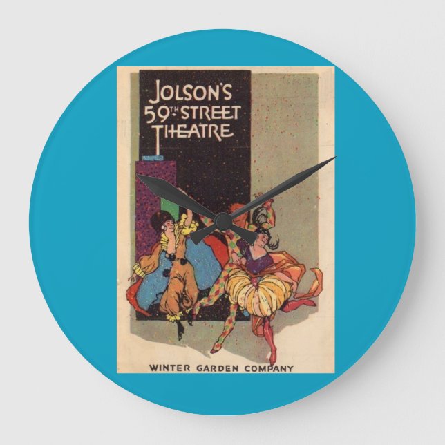 1923 Al Jolson’s Theatre playbill cover Large Clock (Front)