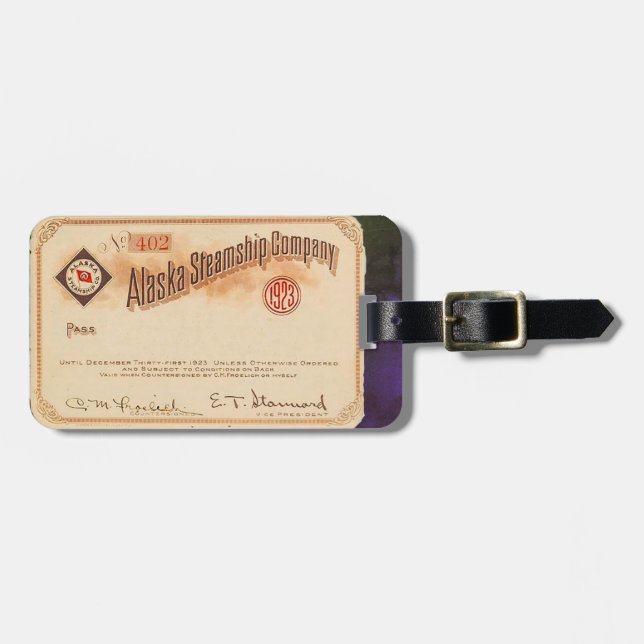 1923 Alaska Steamship Luggage Tag (Front Horizontal)