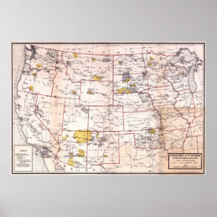 1923 MAP of INDIAN RESERVATIONS Poster