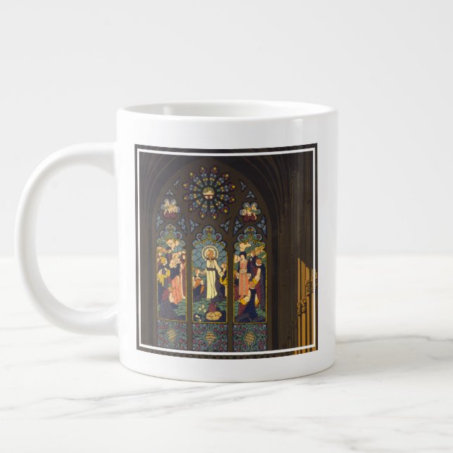 1923 Poster Of A Church With Stained Glass Window. Giant Coffee Mug (Left)
