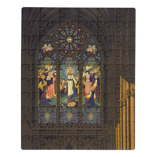 1923 Poster Of A Church With Stained Glass Window Jigsaw Puzzle