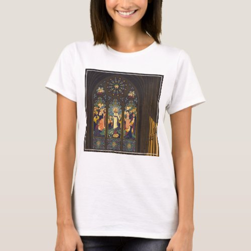 1923 Poster Of A Church With Stained Glass Window T_Shirt