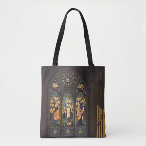 1923 Poster Of A Church With Stained Glass Window Tote Bag