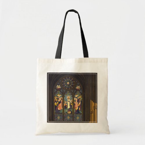 1923 Poster Of A Church With Stained Glass Window Tote Bag