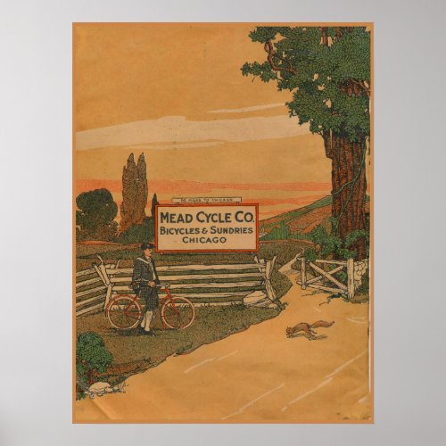 1923 Vintage Mead Cycles Bicycles Ad Art Poster