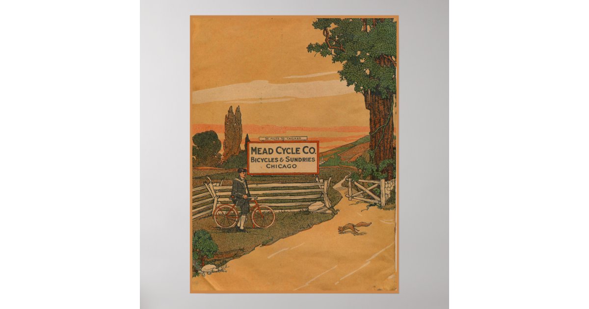 1923 Vintage Mead Cycles Bicycles Ad Art Poster Zazzle