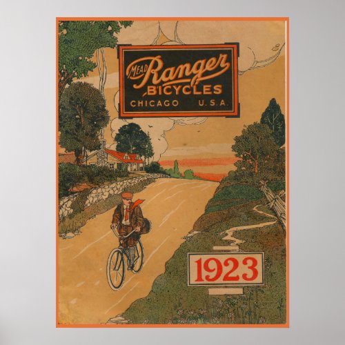 1923 Vintage Mead Ranger Bicycles Ad Art Poster