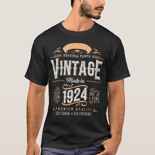 1924 100Th Birthday Decoration 100 Year Old Men    T-Shirt (Front)