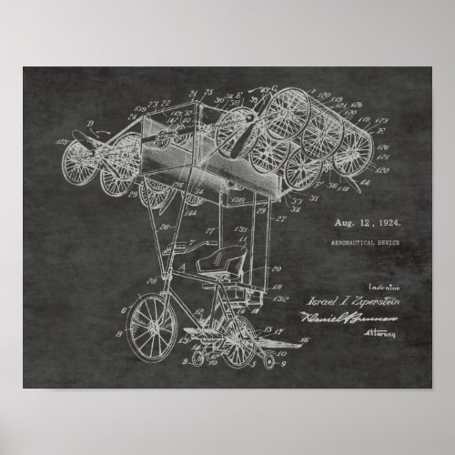 1924 Bicycle Airplane Patent Art Drawing Print