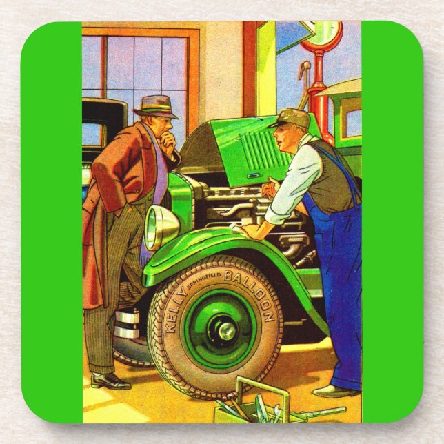 1924 Kelly Springfield balloon tires ad Beverage Coaster (Front)