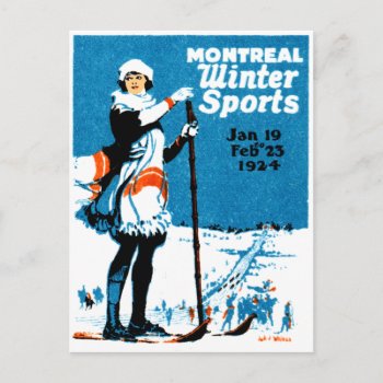 1924 Montreal Winter Sports Poster Postcard by historicimage at Zazzle