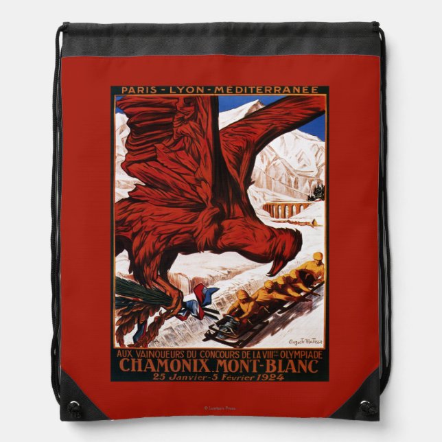 1924 Olympic Winter Games Poster Drawstring Bag (Front)