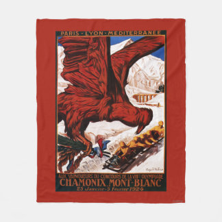 1924 Olympic Winter Games Poster Fleece Blanket