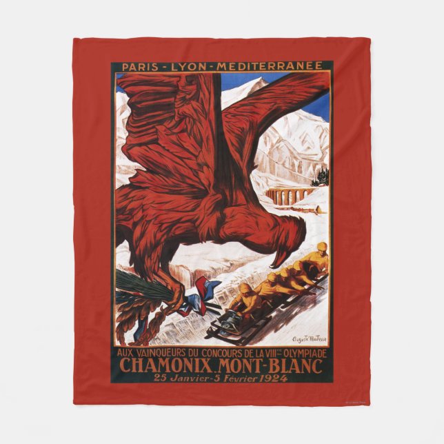 1924 Olympic Winter Games Poster Fleece Blanket (Front)