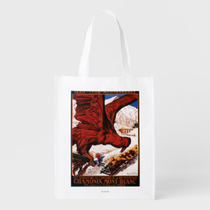 1924 Olympic Winter Games Poster Grocery Bag