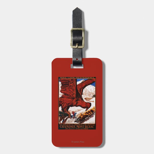 1924 Olympic Winter Games Poster Luggage Tag (Front Vertical)