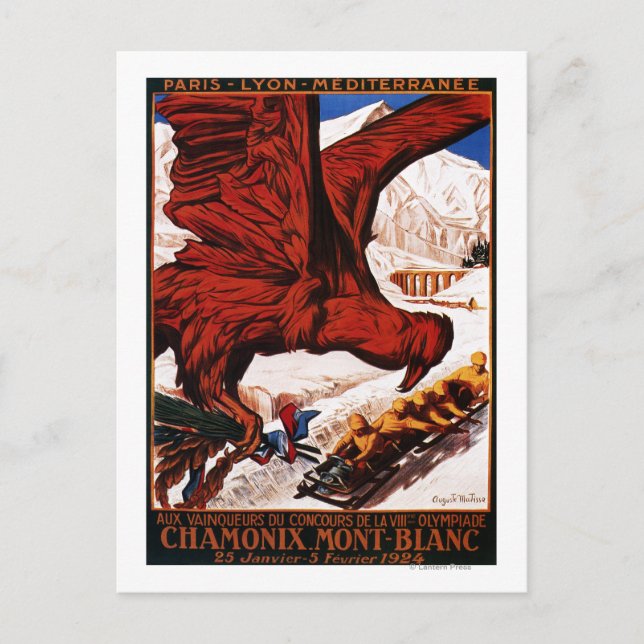 1924 Olympic Winter Games Poster Postcard (Front)