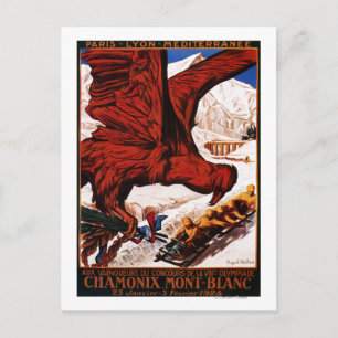 1924 Olympic Winter Games Poster Postcard