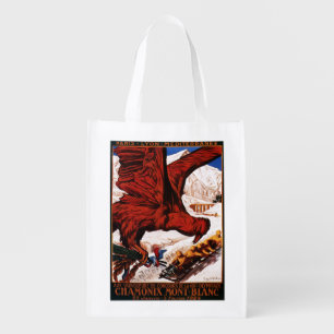 1924 Olympic Winter Games Poster Reusable Grocery Bag