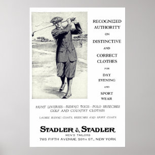 1924 Tailors Golf Clothing Advertisement Print