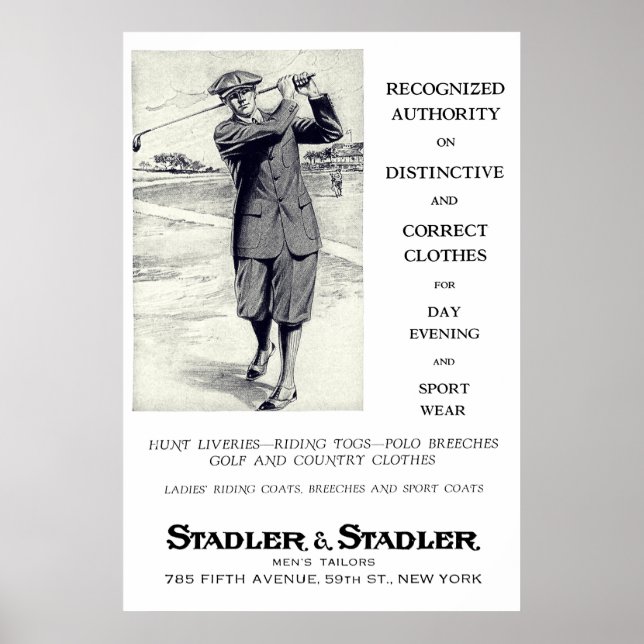 1924 Tailors Golf Clothing Advertisement Print (Front)