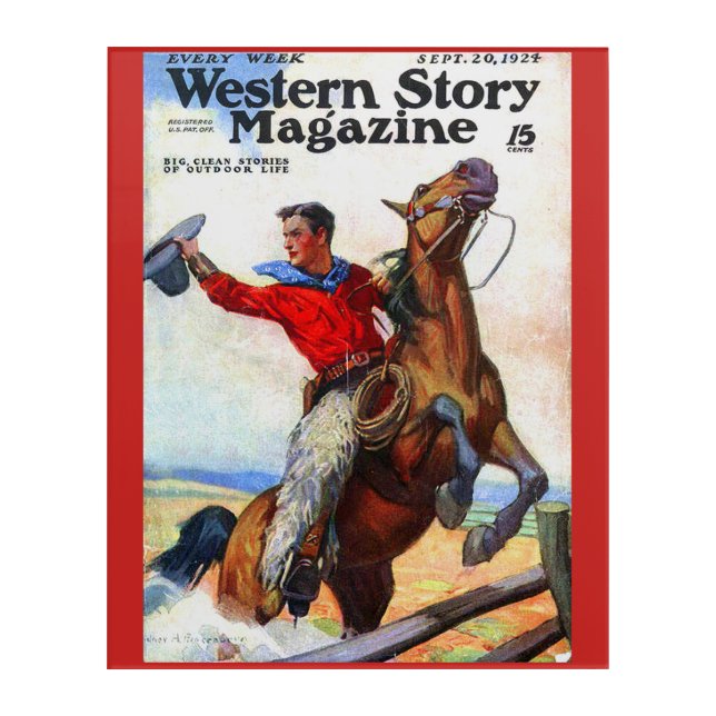 1924 Western Story magazine cover Acrylic Print (Front)