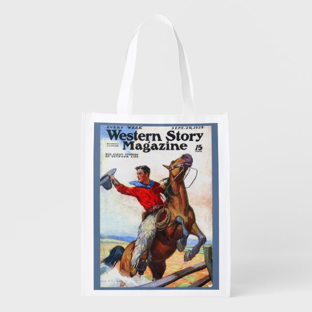 1924 Western Story magazine cover print. Grocery Bag (Front)