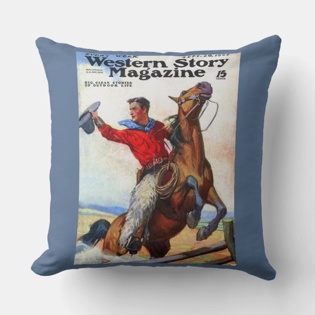 1924 Western Story magazine cover print. Throw Pillow (Front)