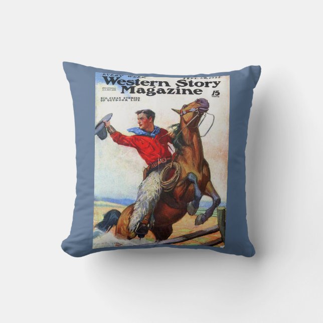 1924 Western Story magazine cover print. Throw Pillow (Front)
