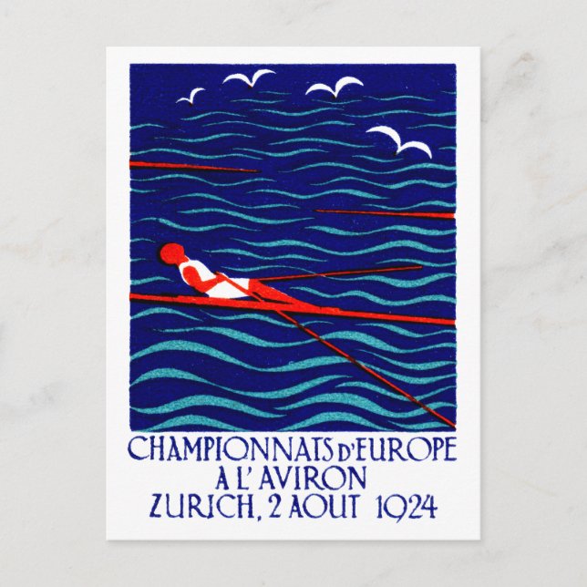 1924 Zurich Rowing Poster Postcard (Front)