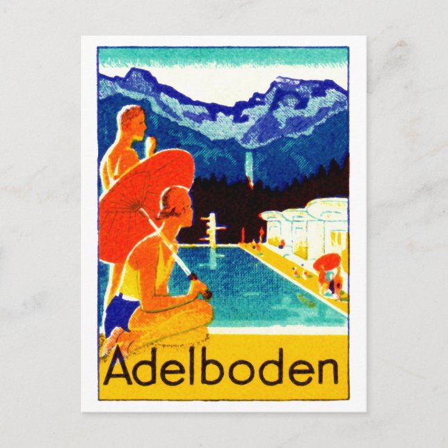 1925 Adelboden Switzerland Poster Postcard (Front)