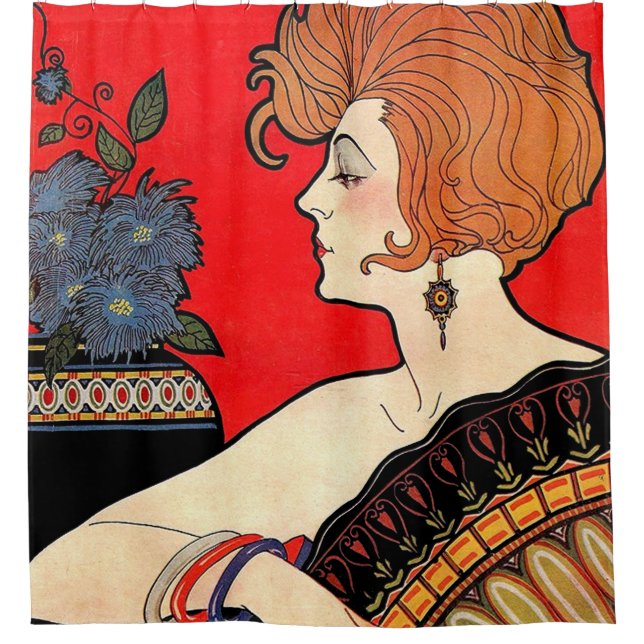 1925 beautiful woman print shower curtain (Front)
