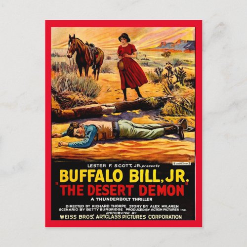 1925 Buffalo Bill Jr _ Desert Demon movie poster Postcard