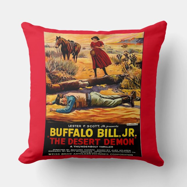 1925 Buffalo Bill, Jr. - Desert Demon movie poster Throw Pillow (Front)