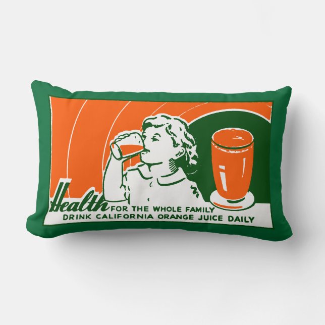 1925 Drink Orange Juice Lumbar Pillow (Front)