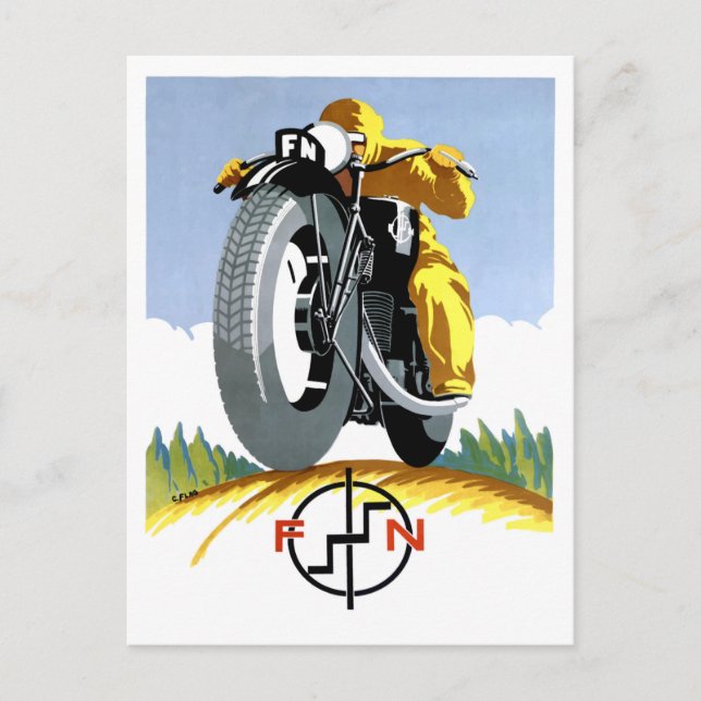 1925 FN Motorcycles Advertising Poster Postcard (Front)