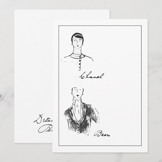 1925 French Fashion Details Save The Date (Front/Back)