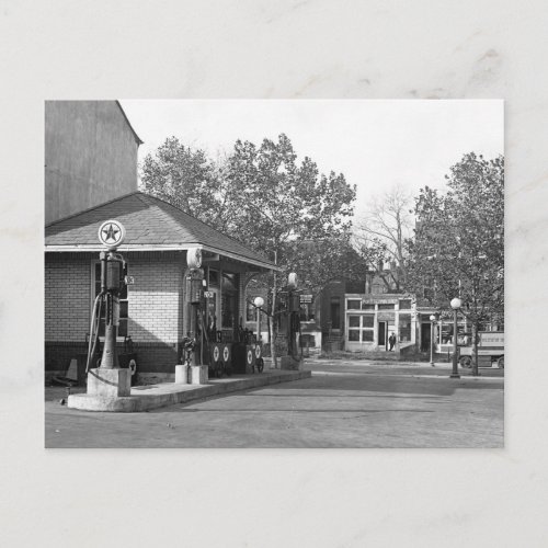 1925 Gas Station Postcard