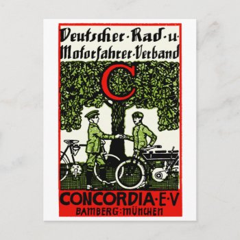 1925 German Bicycle And Motorcycle Club Postcard by historicimage at Zazzle