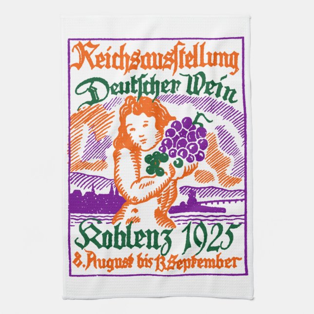 1925 German Wine Festival Kitchen Towel (Vertical)