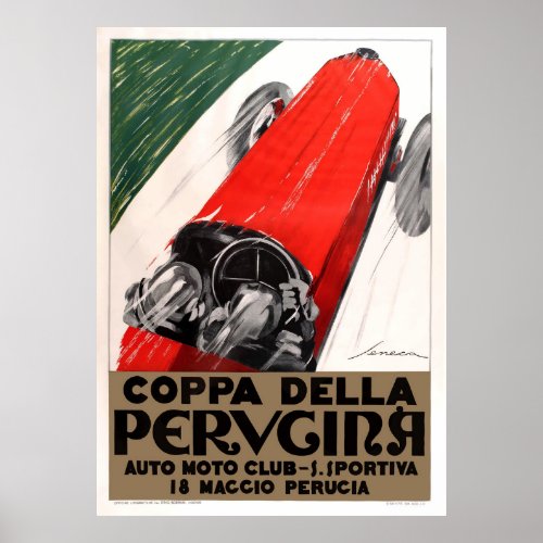 1925 Italy Coppa Della Perugina Automobile Race Poster
