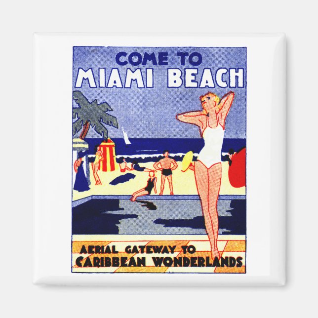 1925 Miami Beach Travel Poster Magnet (Front)