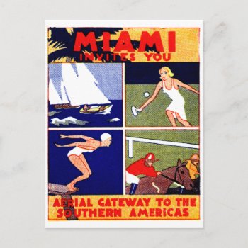 1925 Miami Travel Poster Postcard by historicimage at Zazzle