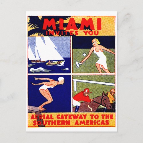 1925 Miami Travel Poster Postcard