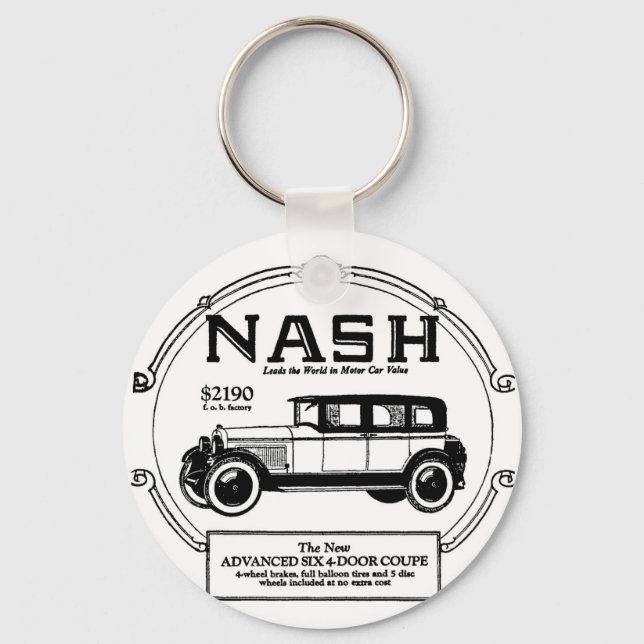 1925 Nash Automobile Advertisement Keychain (Front)